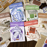 45pcs/pak Paket Stiker Seri Label Kedekorasi Jurnal Vintage Bahan Dasar Kolase Dekoratif Stiker