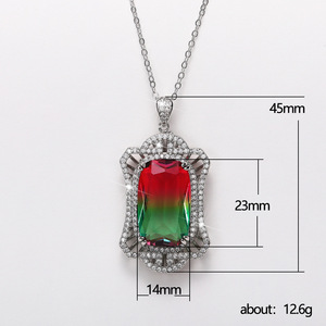 Collier pendentif de luxe ajouré à dégradé de couleurs, bijou élégant de style cour pour femme, cadeau idéal pour la fête des Mères - Product Image 3