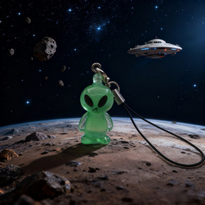 Correa para Teléfono de Resina Luminosa con Diseño de Alien y OVNI, Estilo Y2K, que Brilla en la Oscuridad, Llavero, Colgante para Bolso, Cordón para Teléfono, Adorno para Bolso - Product Image 3