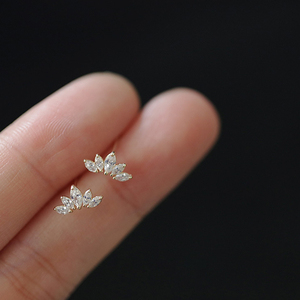 CANNER S925 Silver Flower Horse's Eye Zircon Ear <b>Studs</b> Small Marquise Stones <b>Stud</b> Earrings 18K Gold for Women - Product Image 6