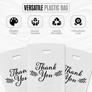 Thank You <b>Bags</b> 16x18 Inch Plastic Shopping Gift <b>Bags</b> Die Cut Handle 100 Pack <b>White</b> - Product Image 4
