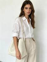 Sac fourre-tout en cuir véritable tressé double face en peau de mouton, style luxe léger, grande capacité pour femme, collection Printemps 2026