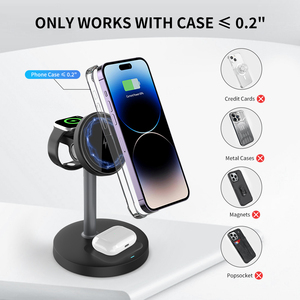Recém Estilo Simples Alta Qualidade 3 em 1 Carregador Sem Fio Phone Stand Magnético Telefone Inteligente Relógio de Ouvido 15W Carregador Sem Fio - Product Image 3