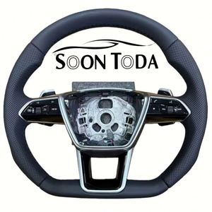 Volant en cuir noir pleine fleur à fond plat pour <span class=keywords><strong>Audi</strong></span> A4 B8 <span class=keywords><strong>Sline</strong></span> S3 8V A3 RS3 SQ5 8P A5 A6 C6 S5 RS4 A5 A7 B8 S4 – Vente en gros - Product Image 1