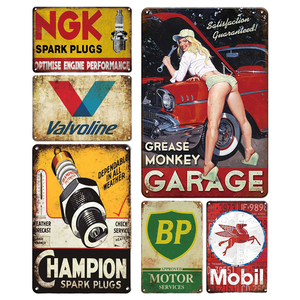 Panneaux en métal rétro pour <span class=keywords><strong>station</strong></span>-service et bougies d'allumage, art mural vieilli pour marques automobiles, idéal pour les mancaves - Product Image 1