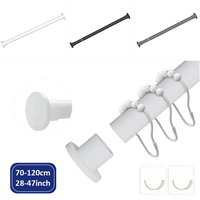Tringle de Douche Extensible Robuste en Fer, Réglable 70-120cm, Diamètre 25mm, Épaisseur 0.7mm, Installation Sans Perçage