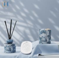 C & H Bouteille en céramique de verre de luxe personnalisée Boîte-cadeau Diffuseur de roseau Décoration de la maison Parfum d'arôme de longue durée Désodorisant