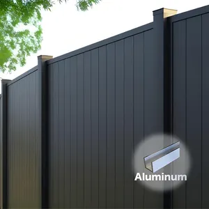 6ft Outdoor Garden Clear View Perimeter Wood Grain Look Fences Modern Design Home Vertical Metal Privacy Slat Aluminum Fence