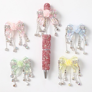 Catena di <span class=keywords><strong>perline</strong></span> acriliche con strass e fiocco a nappa lunga fai da te, per creazione di gioielli, accessori all'ingrosso per penne e borse - Product Image 1