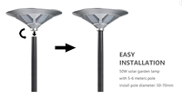 Lampe solaire de jardin UFO 30W 5100LM LED intégrée, indice de protection IP65, garantie 3 ans, en alliage d'aluminium, pour extérieur, parc, rue