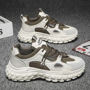 Chaussures de sport décontractées blanches respirantes pour hommes, style coréen, polyvalentes, à semelle épaisse, type « Dad Shoes », à lacets, en PU, tendance mode - Product Image 5