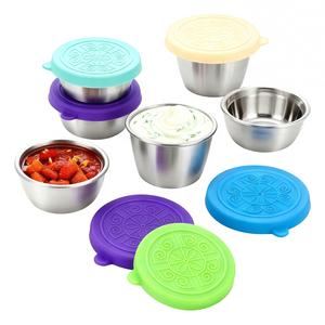 Tùy Chỉnh 304 Thép Không Gỉ Mini Nước Sốt Bát 40Ml Gia Vị Ngâm Ly Với Rò Rỉ Bằng Chứng Silicone Con Dấu Nắp Cho Cắm Trại Du Lịch - Product Image 1