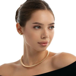 قلادة سلسلة ثعبان مطلية بالذهب عيار 18 قيراط بتصميم ضخم ومبالغ فيه - Product Image 1