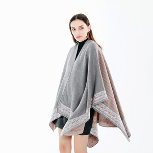 Mujer 2020 nueva llegada de invierno lana sensación engrosamiento geométrica estola impresión cálido chal capas - Product Image 2