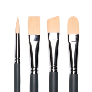 Grigio opaco Finitura Manico Lungo Artista <span class=keywords><strong>Pittura</strong></span> A <span class=keywords><strong>Olio</strong></span> Sintetico Spazzola di Setola - Product Image 1