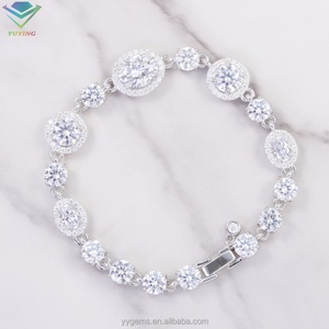 Bracelet fantaisie personnalisé en moissanite, argent sterling 925, diamant de laboratoire coloré, bracelet en moissanite bleu pour femmes - Product Image 2