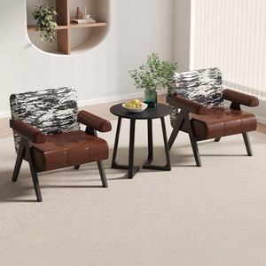 Poltrona Singola in Pelle Cerata Stile Mid-Century per Piccoli Spazi, Soggiorni, Caffetterie, Hotel e Aree di Ricevimento - Product Image 2
