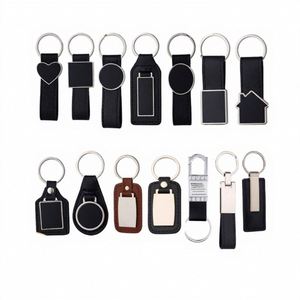 Customized UV Print Laser Logo Wholesale Modern Minimalist Printable logo Metal Leather Keychain Blank Car Advertising Gift - Product Image 4
