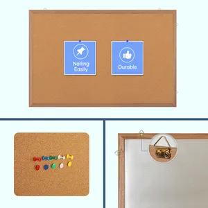 Hot Sale Wall Mounted Wooden Frame Pins Cork Board Notice Boards For Classroom Message