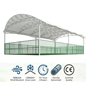 China Manufacturer Flame Retardant Windproof PVDF Tensioned structure Padel Tennis Pickle court sports roof - Product Image 3