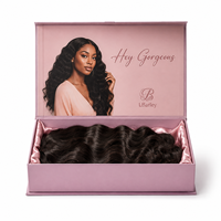 Boîte à perruques en carton personnalisable avec ruban, boîte magnétique rectangulaire, boîtes à cheveux pour extensions