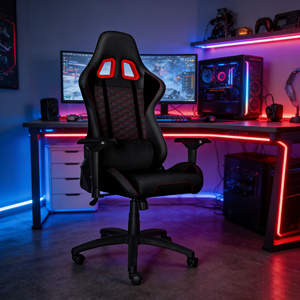 <span class=keywords><strong>Sedia</strong></span> <span class=keywords><strong>da</strong></span> <span class=keywords><strong>Gaming</strong></span> Ergonomica Nera con Schienale Alto, Girevole e Reclinabile, Braccioli 2D Regolabili, in Pelle PU Traspirante, per Casa e Ufficio - Product Image 3