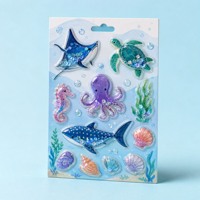 Motif holographique personnalisable en forme et taille, durable, auto-adhésif, transparent, rempli de paillettes liquides, imprimé UV/CMYK, tendance