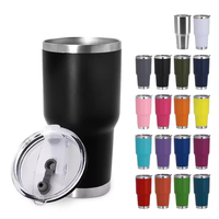 Gobelet isotherme en acier inoxydable de 30 oz avec logo personnalisé, revêtement poudré, isolation sous vide, pour voiture, avec couvercle coulissant et paille