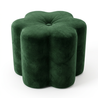 Pouf en velours personnalisé avec logo, capitonné, en forme de fleur, repose-pieds, tabouret de coiffeuse pour salon