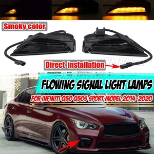 ไฟเลี้ยว LED แบบไดนามิก 2 ชิ้น สำหรับกันชนหน้ารถยนต์ ไฟเลี้ยวแบบไหล ไฟตัดหมอก DRL สำหรับ Infiniti Q50 Q50S รุ่นสปอร์ต ปี 2014-2020 - Product Image 1