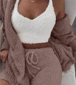 2023 <span class=keywords><strong>donna</strong></span> taglie forti pigiama abbigliamento invernale e autunnale cappotto a maniche lunghe pigiama peluche Set tre pezzi abbigliamento <span class=keywords><strong>da</strong></span> notte Loungewear - Product Image 6