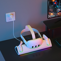 Station de charge rapide pour contrôleurs de jeu Meta Quest 3 Station compacte avec indicateurs lumineux RVB Stockage sécurisé Accessoire de jeu