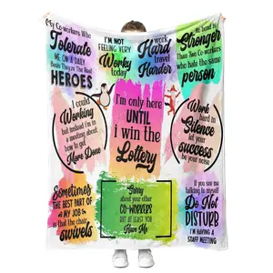 Cobertor de pelúcia com desenho personalizado para atacado, cobertor com frases sarcásticas engraçado, novidade de 2024