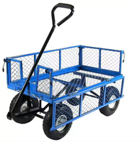Chariot de jardin robuste en fonte, pliable, pneumatique 3.50-4, chariot à main à quatre roues, plateforme en maille, outils OEM, charge 250 kg
