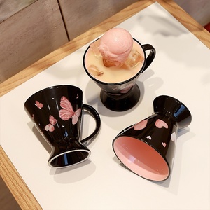 Shangen Porcelain Goblet Coffee Mug Waist-Thin High-Foot Design Modern <b>Simple</b> Style <b>Microwave</b> Dishwasher Safe High Temperature - Product Image 3