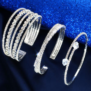 Bruiloft Sieraden Accessoires Bruid Bruidsmeisjes Armbanden Multi-Layer Hand Sieraden Elastische Open Strass Armband - Product Image 1