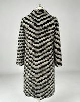 Manteau long en fourrure de vison et de lapin véritable pour femmes, patchwork en chevron, col montant, manteau d'hiver chaud en fourrure