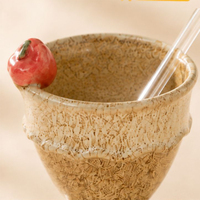 Mug en céramique 3D en forme de cône de crème glacée, fait main, effet moucheté vintage, avec piédestal décoratif en forme de pomme, pour latte