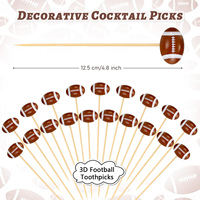 Piques à cocktail 3D en forme de ballon de football pour apéritifs, brochettes décoratives pour fêtes et anniversaires