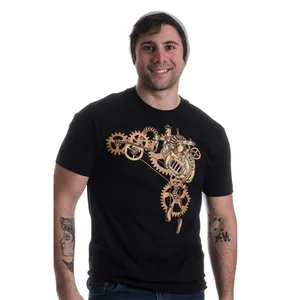 Maglietta Cosplay fantasia nera da uomo stile abbigliamento Steampunk ingranaggi meccanici anatomia Fuanny stampa T Shirt