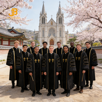 Robe de chœur brodée en gros, uniforme scolaire, robe de graduation doctorale de luxe en velours avec passepoil doré