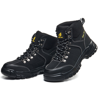 Bottes de sécurité DianSen DS-61 pour hommes, chaussures en cuir microfibre, anti-perforation, embout en acier, chaussures de travail, chaussures de sécurité noires, personnalisables