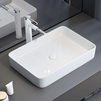 Lavabo carré en céramique blanche à poser sur comptoir, style sanitaire, directement de l'usine, pour salle de bain