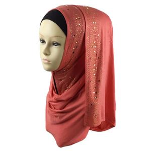<span class=keywords><strong>Hijab</strong></span>スクエアラインストーンスパンコールイスラム教徒ジャージーヒジャブ女性 - Product Image 1