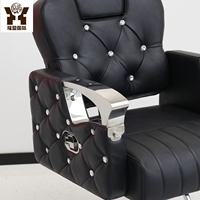Fauteuil de barbier de luxe capitonné en diamant, en cuir PU, réglable en hauteur hydrauliquement, pour salon de coiffure et institut de beauté