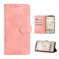 WEVIEW Étui portefeuille simple pour smartphone 7/6 en cuir PU motif fleur de cerisier avec rangement pour cartes, fermeture magnétique et fonction support [Rose]