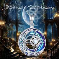 Changda Nudo De Bruja Plata femmes 925 en argent Sterling Wicca noeud celtique collier ensemble pierre de lune cristal ensemble de bijoux