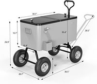 Glacière roulante en métal 73L, boîte isotherme à roulettes pour garder au frais lors de vos fêtes