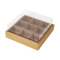 Boîte carrée jetable personnalisée en papier kraft à neuf compartiments avec couvercle et fond, logo imprimé sur mesure, pour fondue, pique-nique, desserts, cadeaux