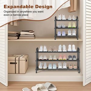 Modern 3-Tier Metal <b>Shoe</b> Rack Freestanding <b>Space</b> <b>Saving</b> Design for Home Living Room Furniture - Product Image 5